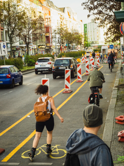 PopUp BikeLane in Berlin - Friedrichshain - Kreuzberg - build during the corona crisis 2020